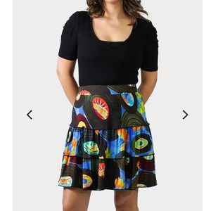 BayouWear Vintage Vinyl Pattern Swing Skirt